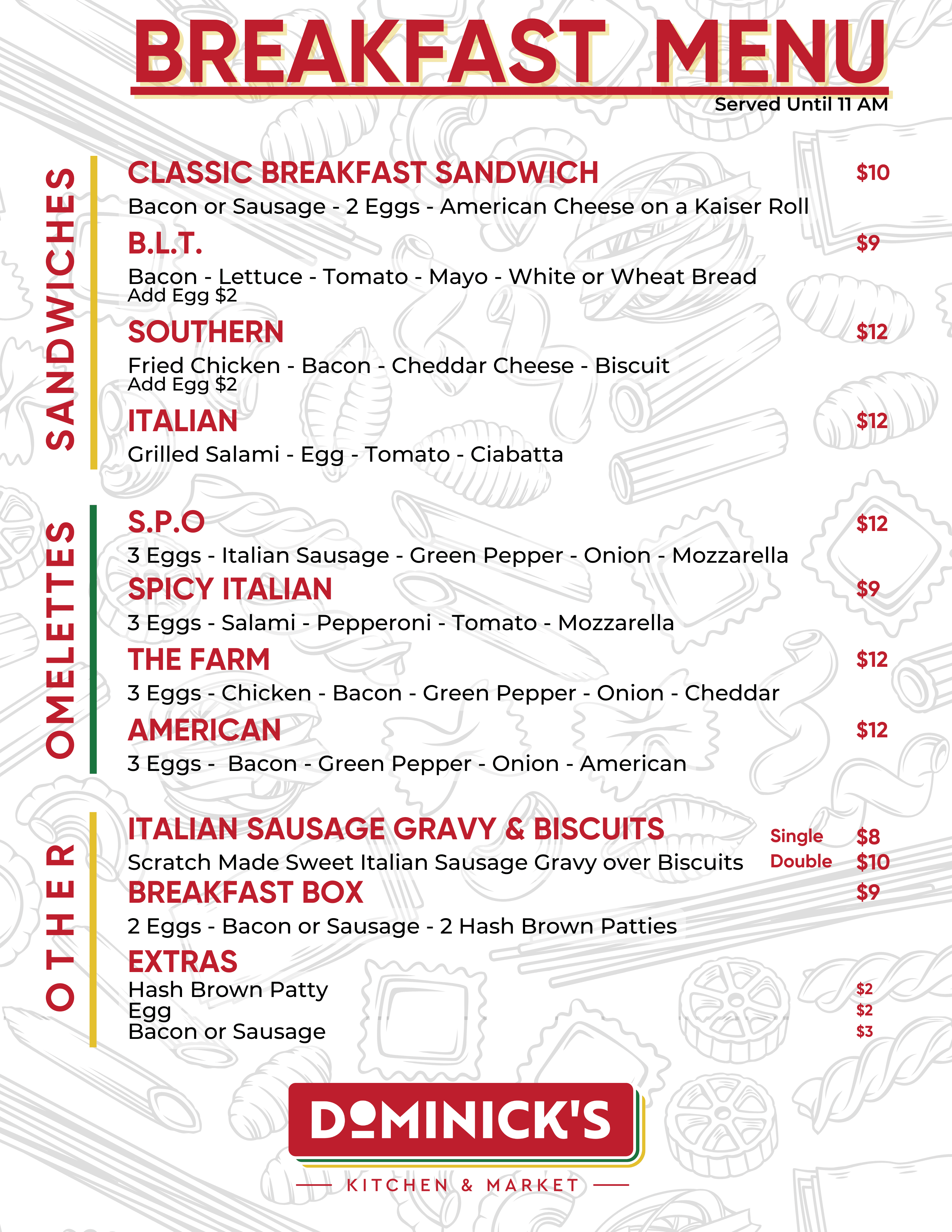 Breakfast menu options